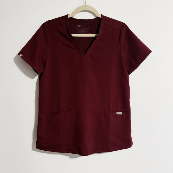 Figs - Dark Red Scrubs Top - Picture 1 of 3